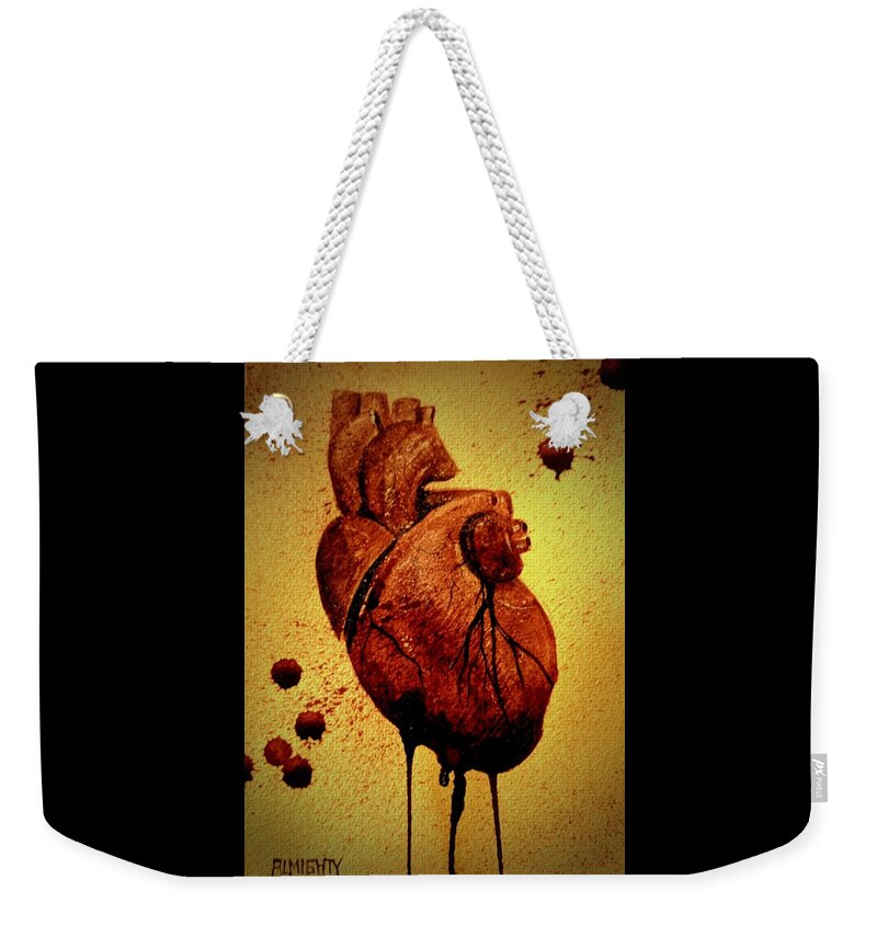 Ryanalmighty Weekender Tote Bag featuring the painting Tell Tale Heart by Ryan Almighty