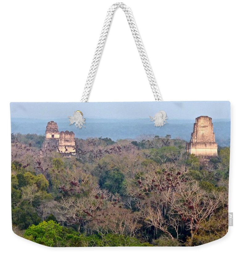 Fine Art Weekender Tote Bag featuring the photograph Temples Jungle and Epiphytes Tikal by Amelia Racca