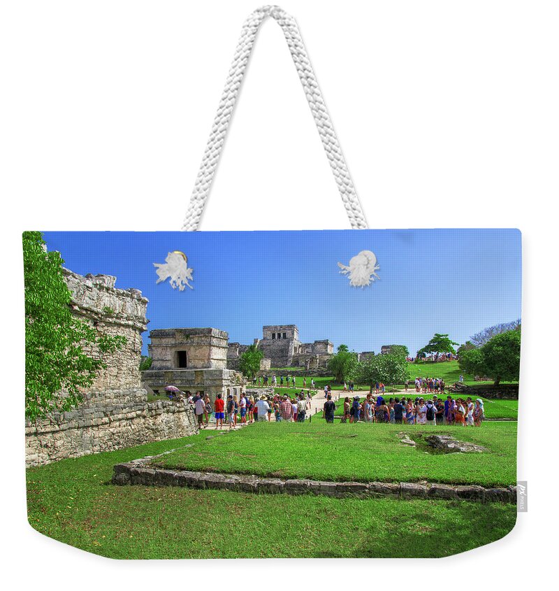 Temple Weekender Tote Bag featuring the photograph Temples of Tulum by Sun Travels