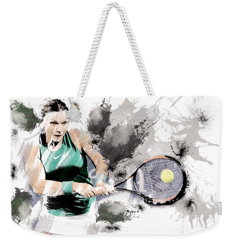 Halep Weekender Tote Bag featuring the mixed media Tennis Anyone? by Ed Taylor