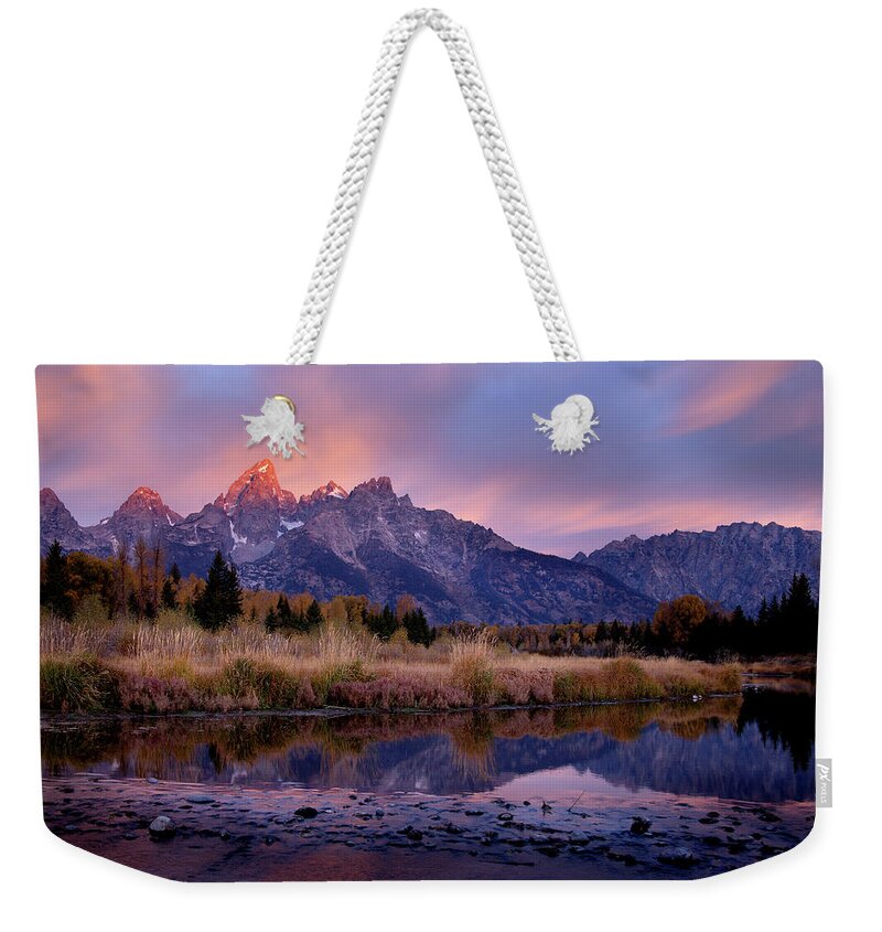 Tetons Sunrise Weekender Tote Bag featuring the photograph Tetons Sunrise by David Chasey