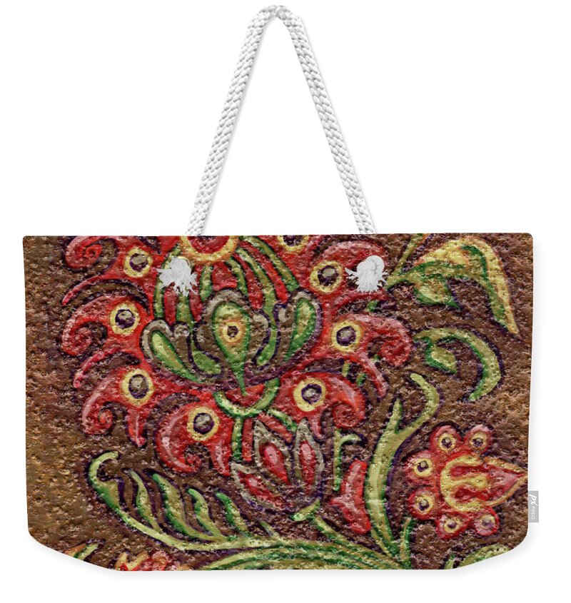 Floral Weekender Tote Bag featuring the painting Textured Tapestry 11 by Amy E Fraser