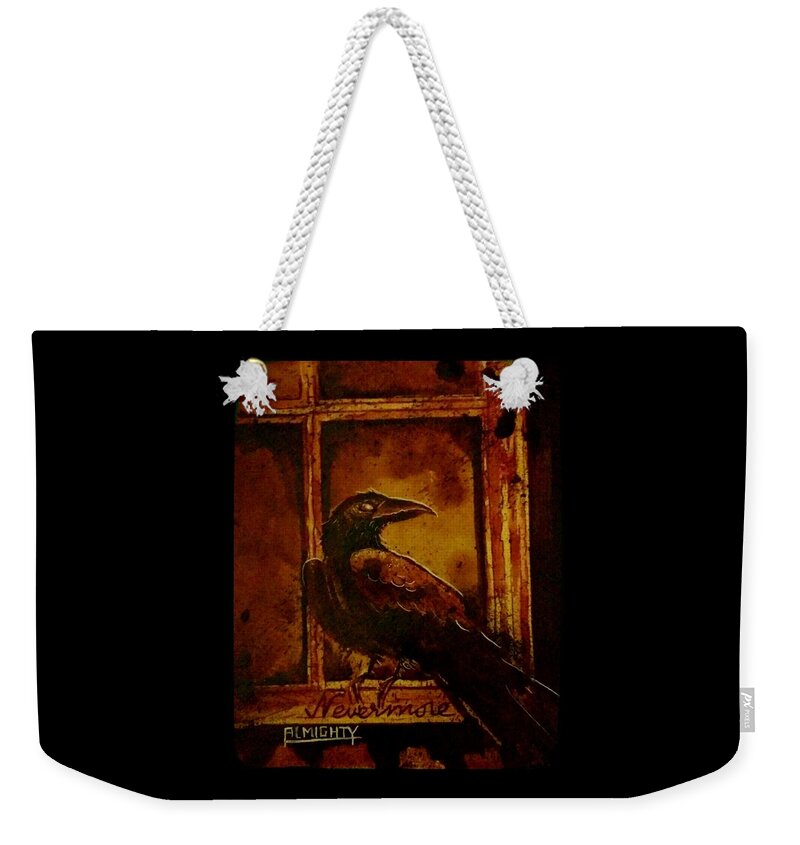 Ryanalmighty Weekender Tote Bag featuring the painting Th Raven - Nevermore by Ryan Almighty