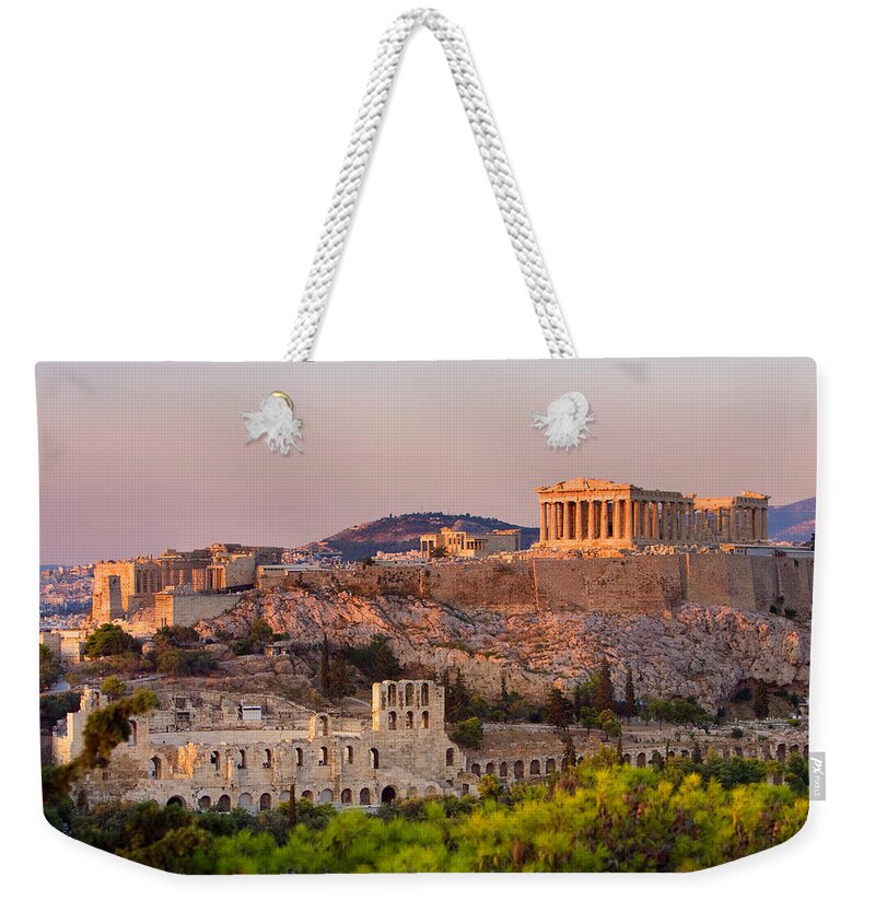 Majestic Weekender Tote Bag featuring the photograph The Acropolis Of Athens by Scott E Barbour