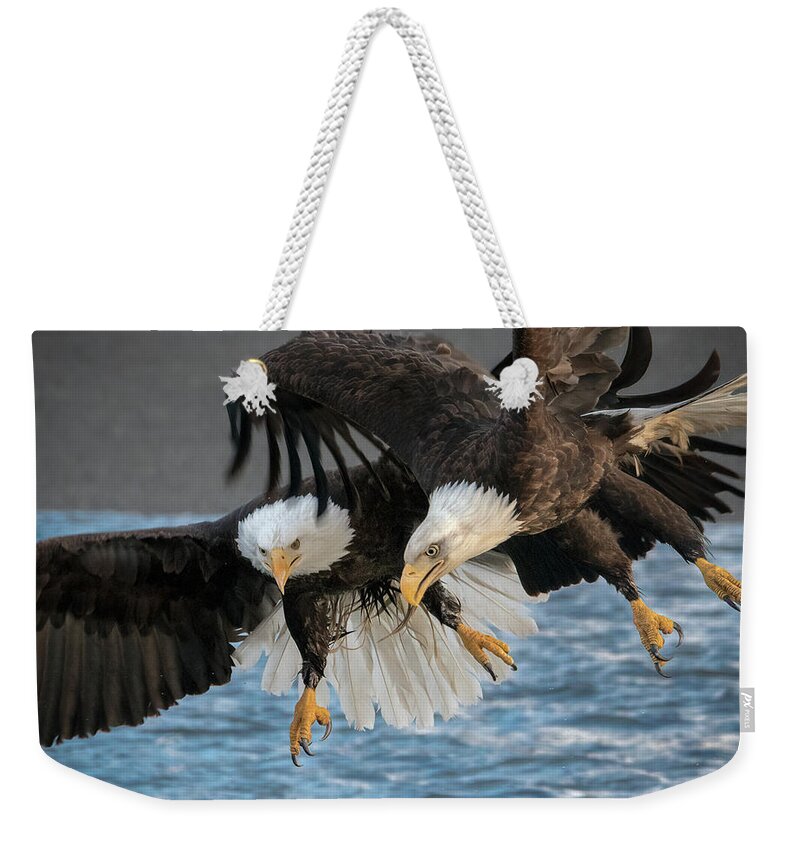 Eagles Weekender Tote Bag featuring the photograph The Aerial Joust by James Capo