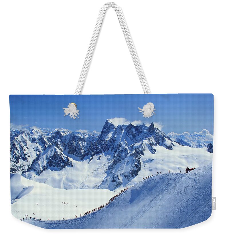 Snow Weekender Tote Bag featuring the photograph The Alps At Chamonix, France by Robertharding