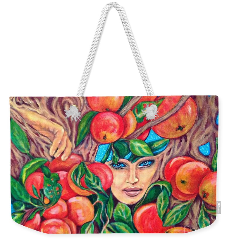 Tree Weekender Tote Bag featuring the painting The Apple Tree by Linda Markwardt