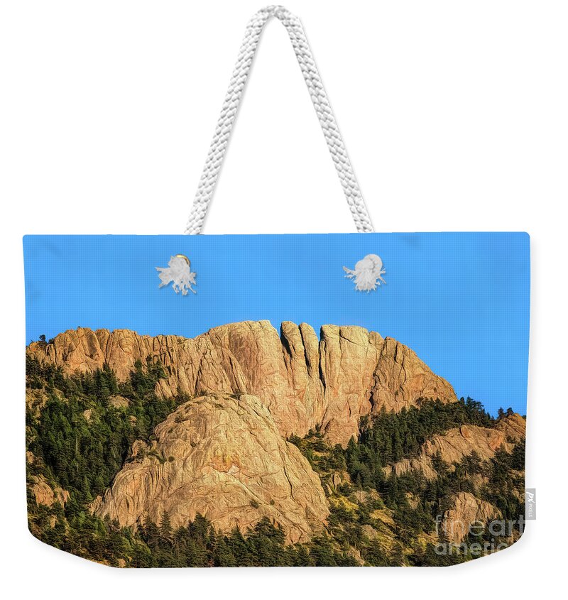 Jon Burch Weekender Tote Bag featuring the photograph The Back Of Horsetooth Rock by Jon Burch Photography
