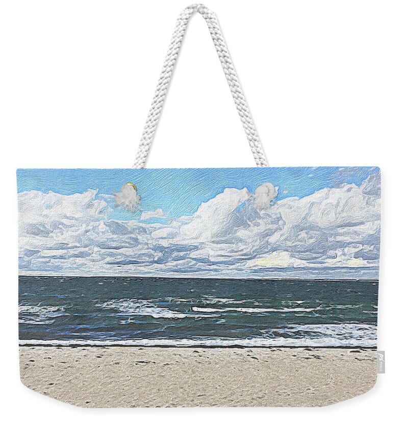 Falmouth Ma Weekender Tote Bag featuring the digital art The Beach at Falmouth by Steve Glines