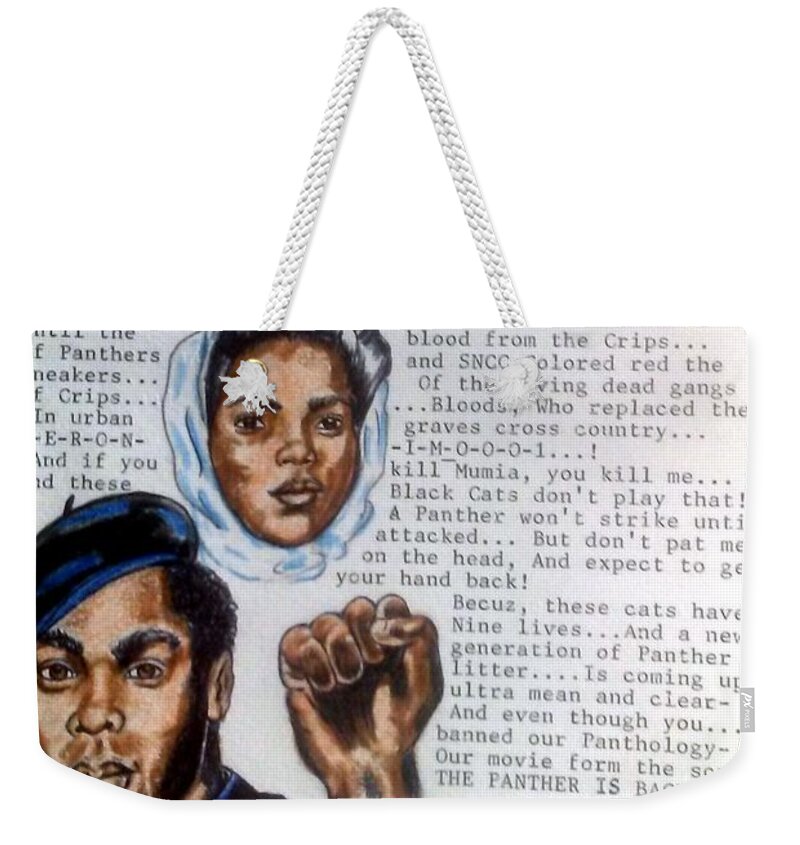 Blak Art Weekender Tote Bag featuring the drawing the Black Panther Party by Joedee