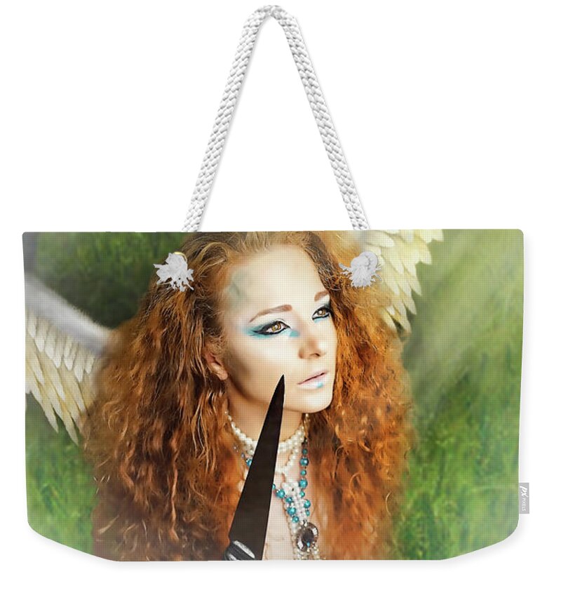 Dark Weekender Tote Bag featuring the digital art The Blessing by Recreating Creation