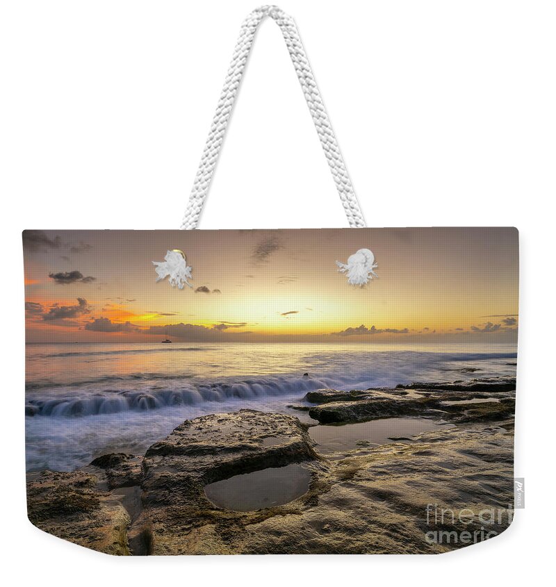  Weekender Tote Bag featuring the photograph The Boat And The Waterfall by Hugh Walker