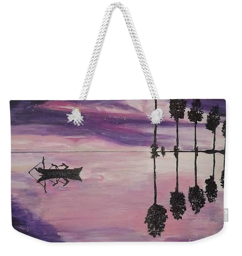 Acrylic Seascape Weekender Tote Bag featuring the painting The Boaters by Denise Morgan