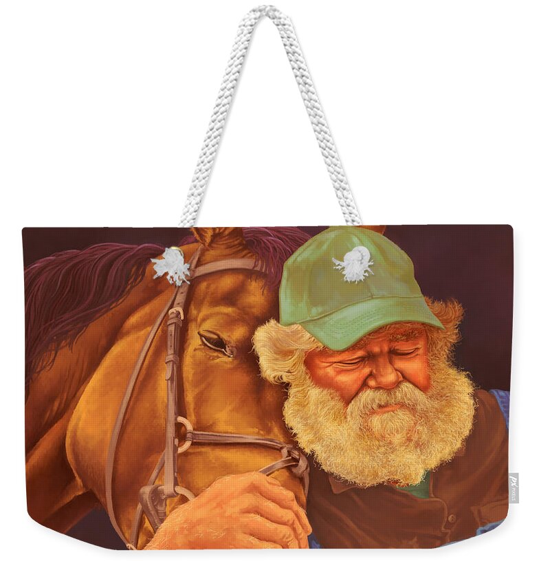 Horse Weekender Tote Bag featuring the painting The Bond by Hans Neuhart
