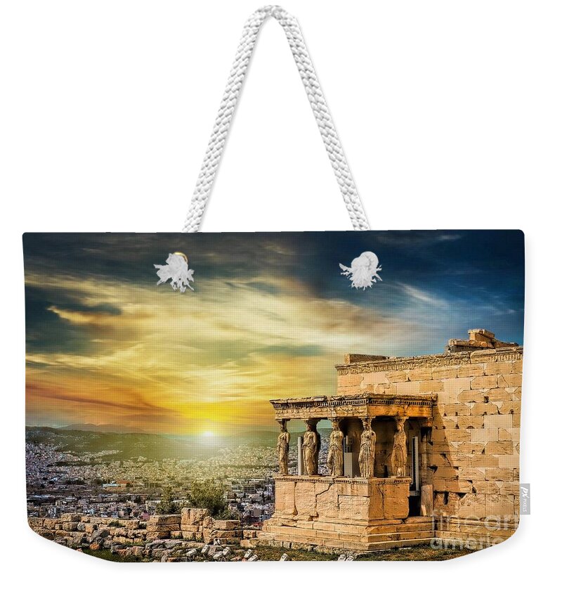 World Heritage Weekender Tote Bag featuring the photograph The Caryatids of Acropolis in Athens, Greece by Stefano Senise