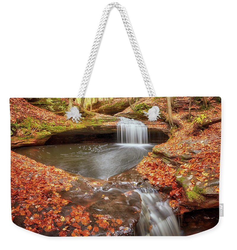 Waterfall Weekender Tote Bag featuring the photograph The Cascades at Houghton Falls by Susan Rissi Tregoning
