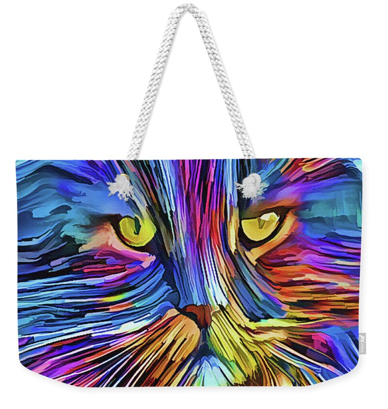 Cat Weekender Tote Bag featuring the photograph The Cat With The Golden Eyes by HH Photography of Florida