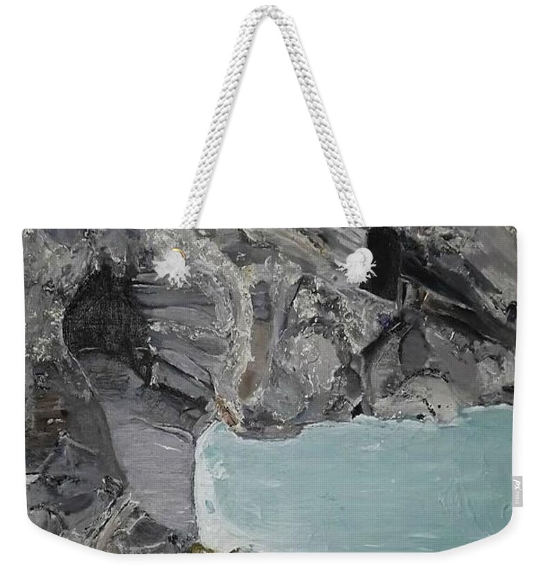Acrylic Painting Weekender Tote Bag featuring the painting The Cave by Denise Morgan