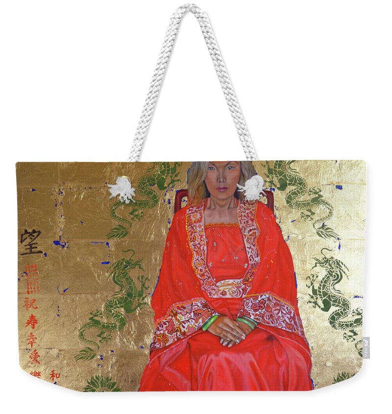Chineseart Weekender Tote Bag featuring the painting The Chinese Empress by Thu Nguyen