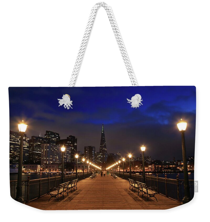 Piers Weekender Tote Bag featuring the photograph The City is Calling by Laurie Search