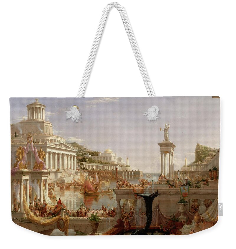 Thomas Cole Weekender Tote Bag featuring the painting The Course of Empire Consummation by Thomas Cole