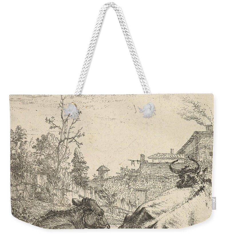 17th Century Art Weekender Tote Bag featuring the relief The Cow and the Calf by Karel Dujardin