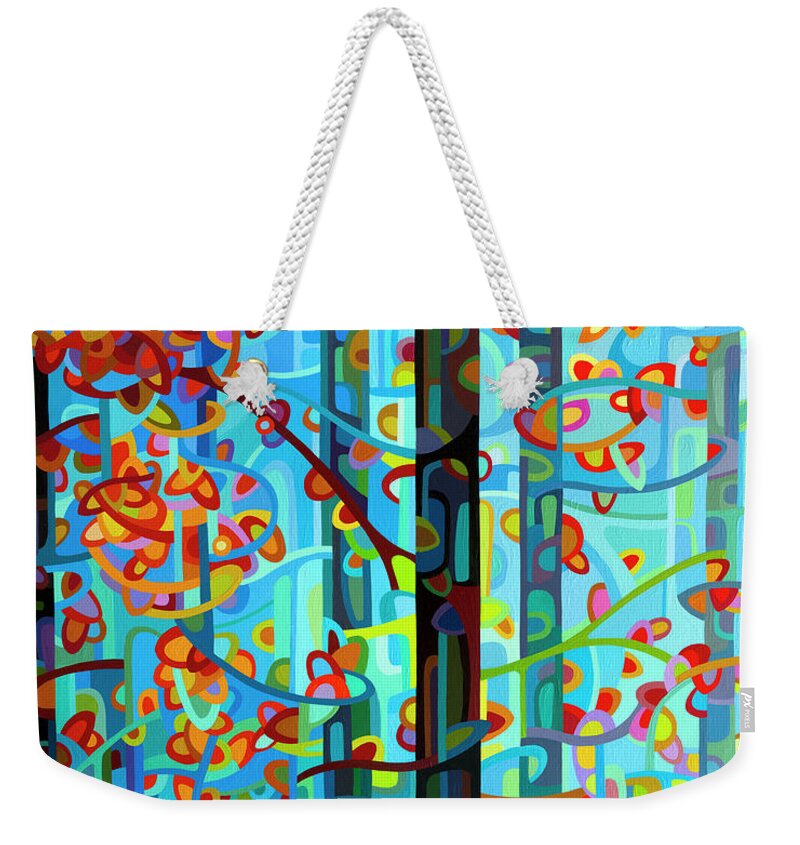Blue Weekender Tote Bag featuring the painting The Deep by Mandy Budan