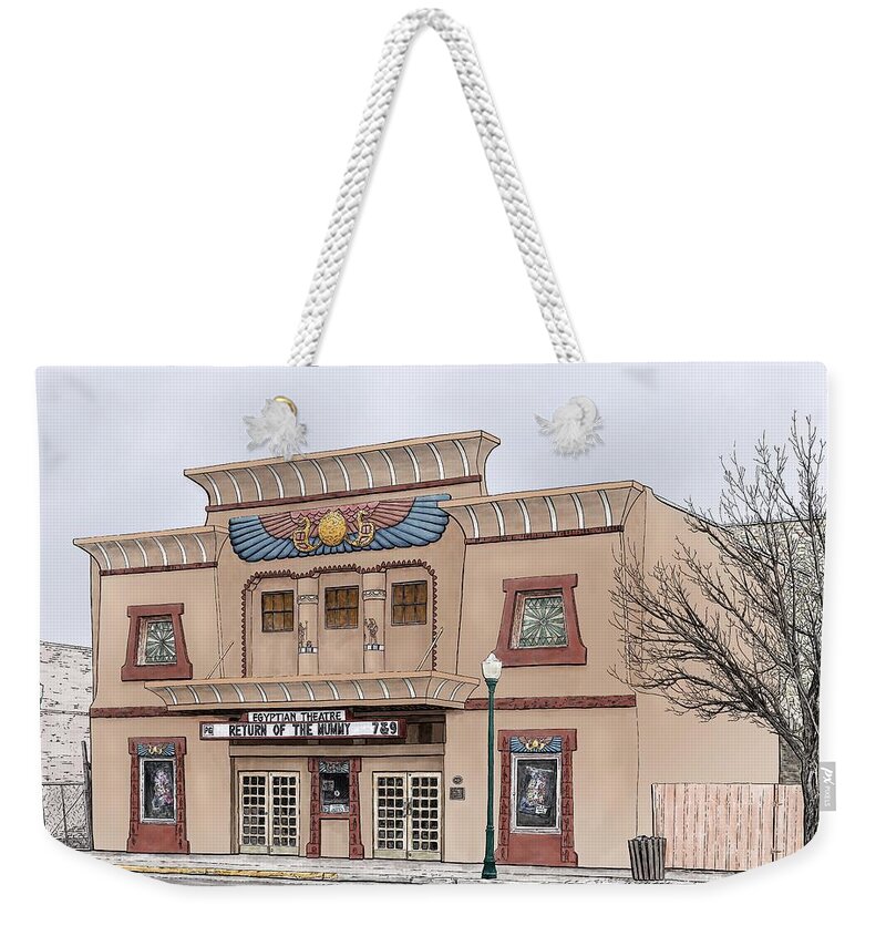 Egyptian Weekender Tote Bag featuring the digital art The Egyptian Theatre by Rick Adleman