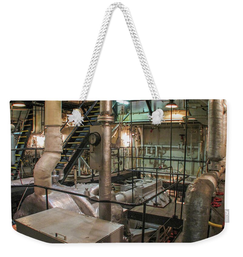 Lane Victory Liberty Ship Weekender Tote Bag featuring the photograph The Engine Room by Pheasant Run Gallery
