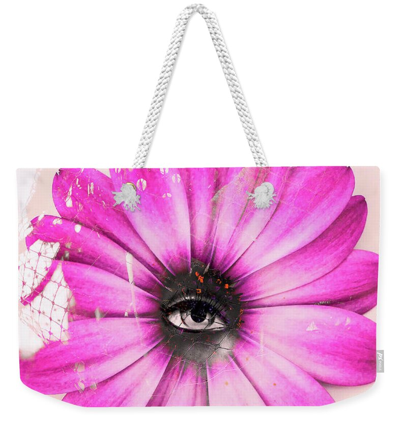Woman Weekender Tote Bag featuring the digital art The eye and the flower by Gabi Hampe