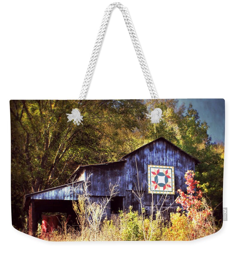 Barn Weekender Tote Bag featuring the photograph The Fall Quilt by Julie Hamilton