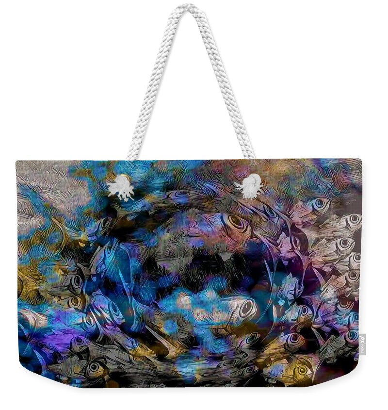 Modern Abstract Art Weekender Tote Bag featuring the painting The Fish In Focus by Joan Stratton