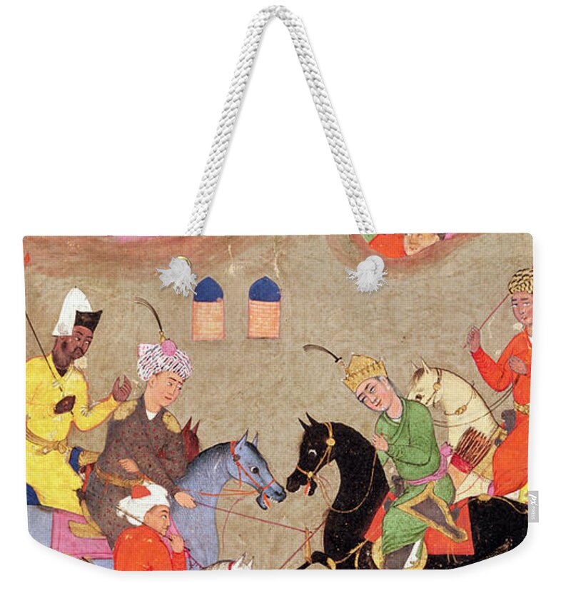The Game Of Polo, Miniature From A Shahnama, C.1670 Weekender Tote