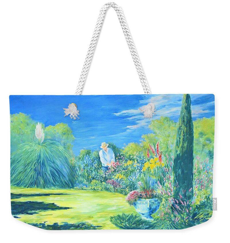 Morning Weekender Tote Bag featuring the painting The Gardener by ML McCormick
