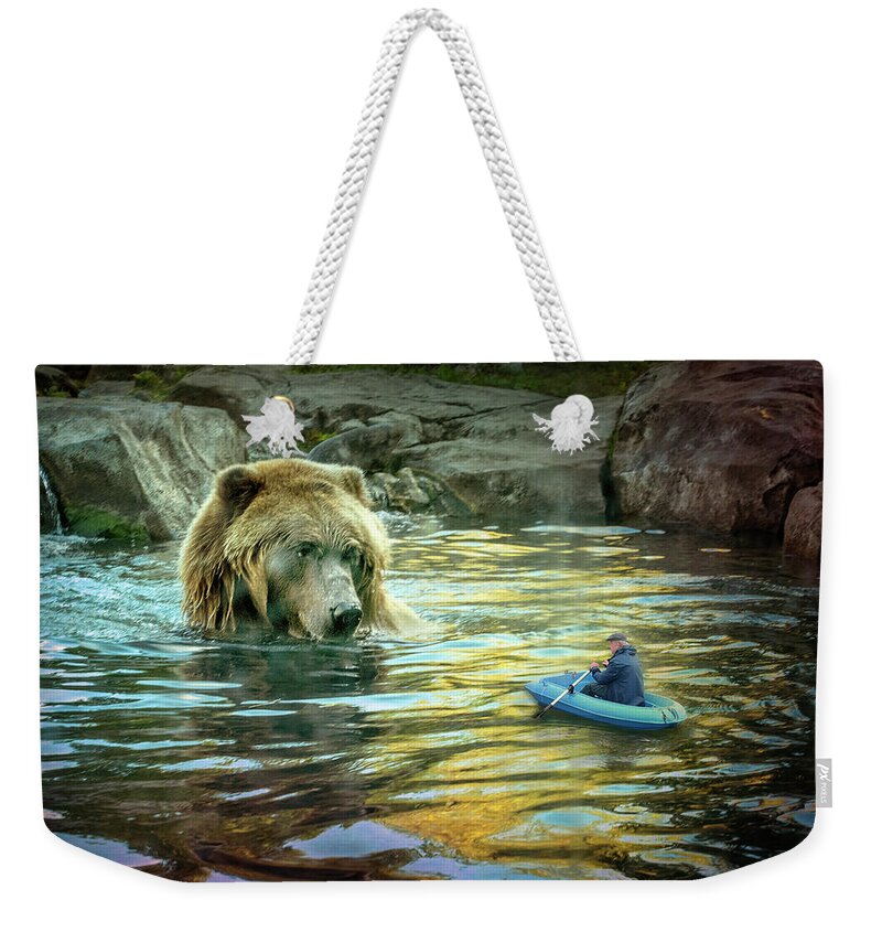 Grizzly Bear Weekender Tote Bag featuring the digital art The Get Away by Jeanette Mahoney