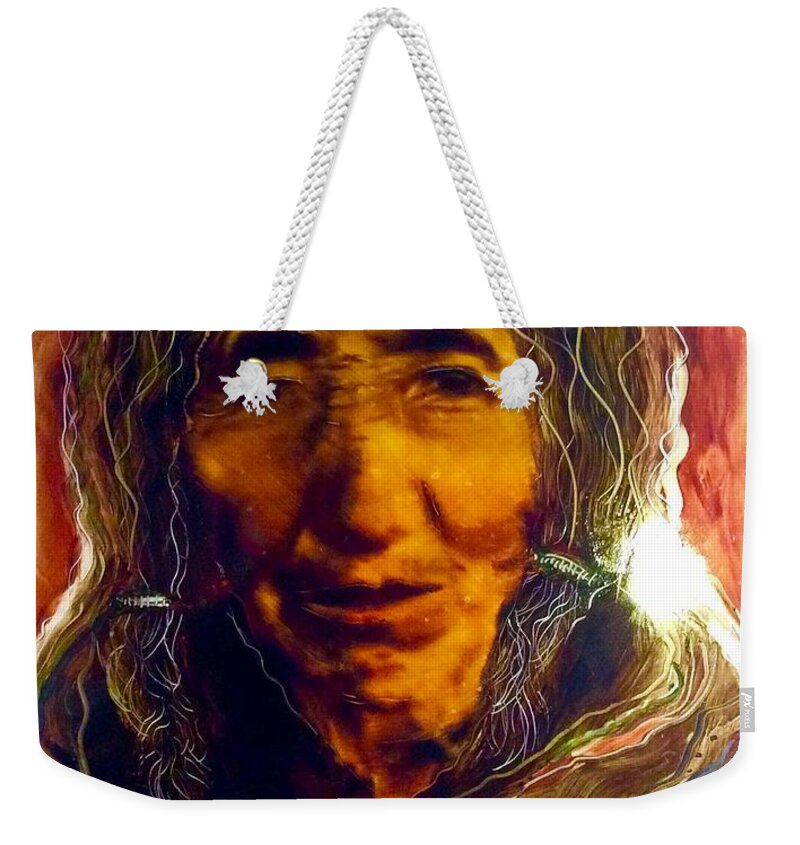 Women Elders Aging Grace Grandmother Weekender Tote Bag featuring the painting The Grace of Time by FeatherStone Studio Julie A Miller