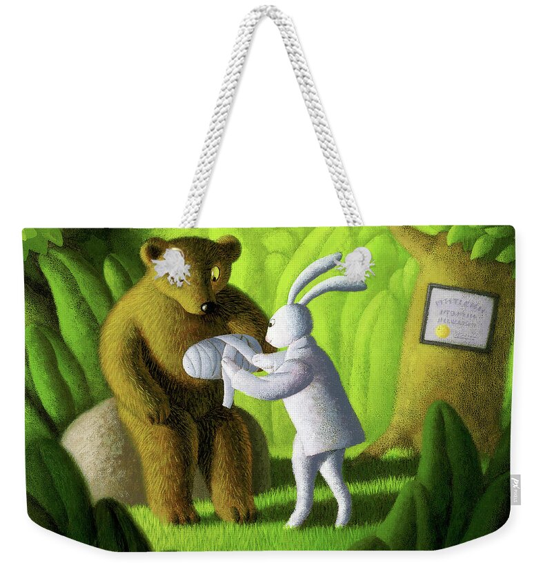 Chris Miles Weekender Tote Bag featuring the painting The Healer by Chris Miles