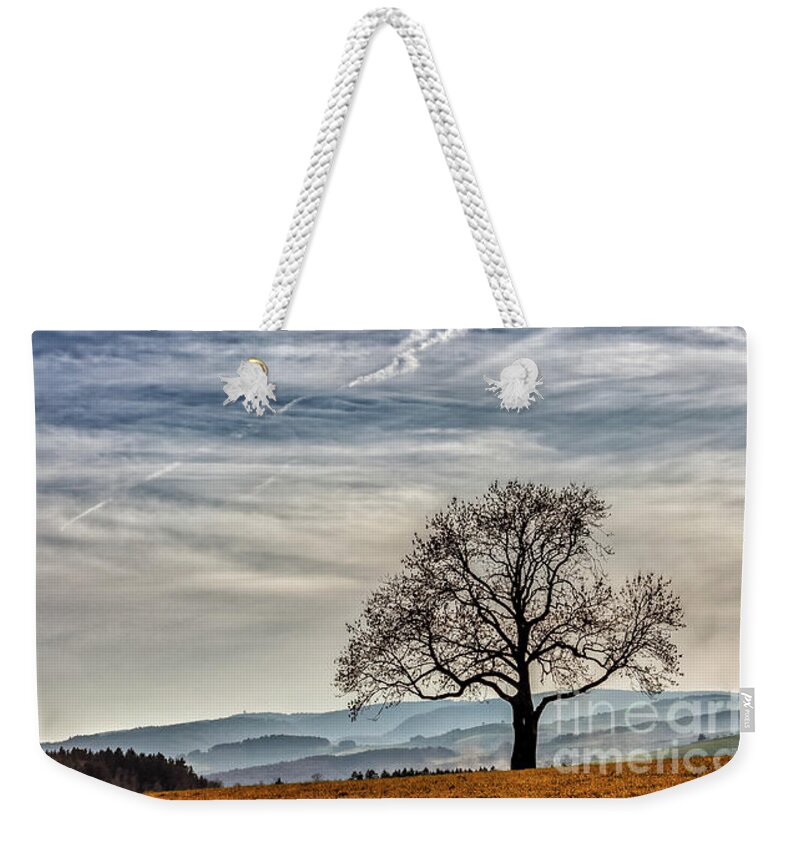 Hegau Weekender Tote Bag featuring the photograph Lonely Tree in the Sky by Bernd Laeschke