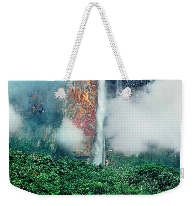 Dave Welling Weekender Tote Bag featuring the photograph The Jungle Surrounds Angel Falls And Tropical Rainforest Canaima Np Venezuela by Dave Welling