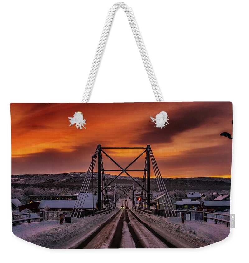Bridge Weekender Tote Bag featuring the photograph The Karasjok Bridge at Noon by Pekka Sammallahti