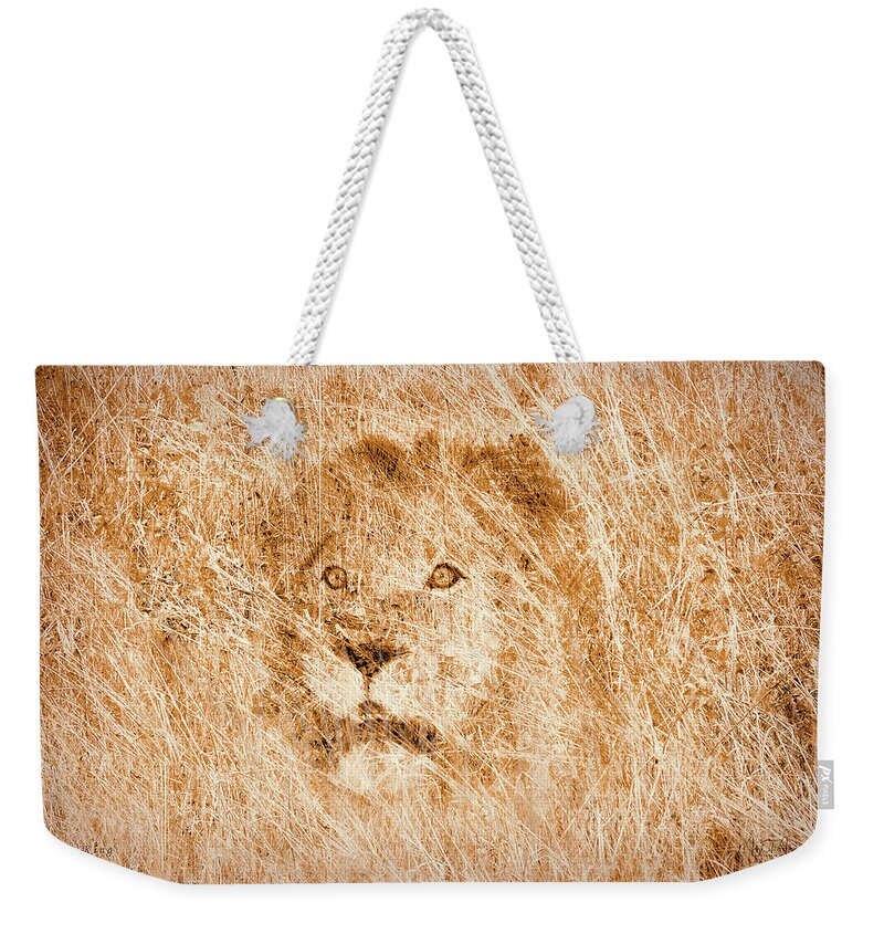 Lion Weekender Tote Bag featuring the digital art The King by Mark Allen