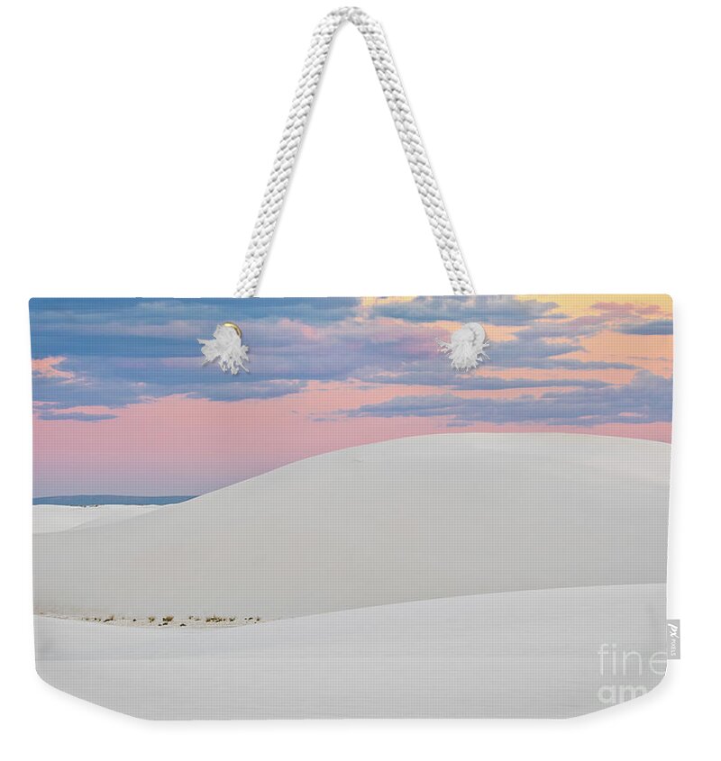 White Sands National Monument Weekender Tote Bag featuring the photograph The Land Of Baby Pinks And Blues by Doug Sturgess