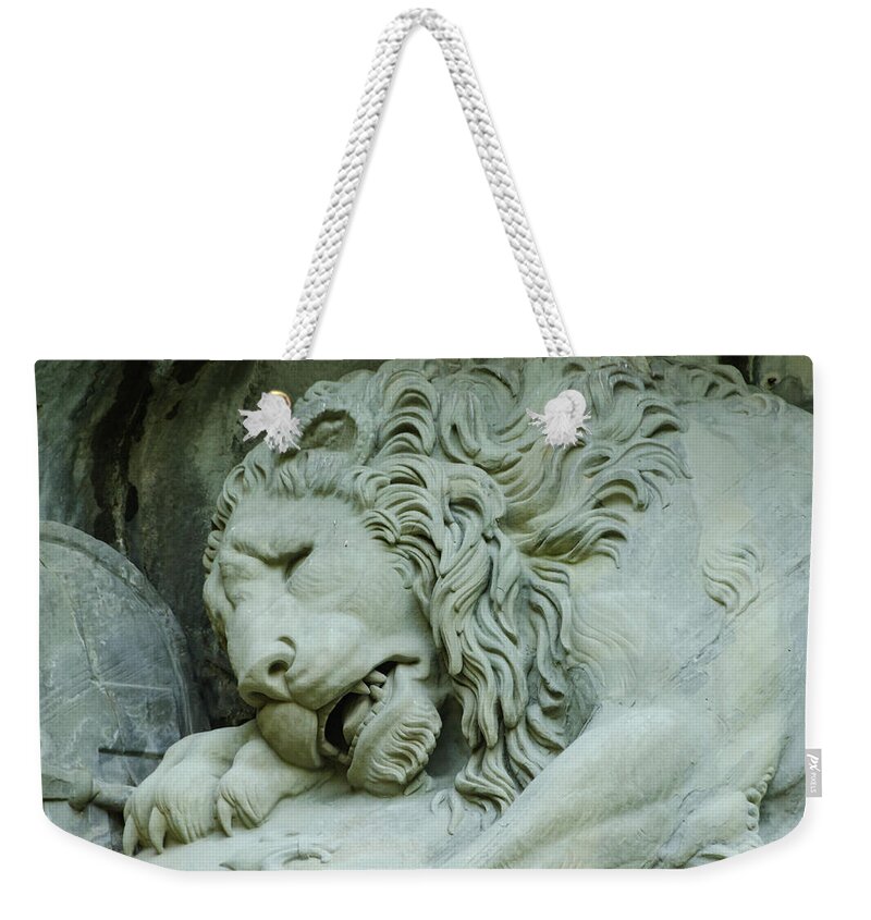 Lion Weekender Tote Bag featuring the photograph The Lion of Lucerne by Douglas Wielfaert