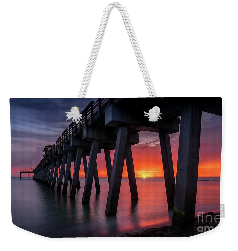 Brohard Park Weekender Tote Bag featuring the photograph The Most Amazing Sunset at the Pier in Venice, Florida by Liesl Walsh