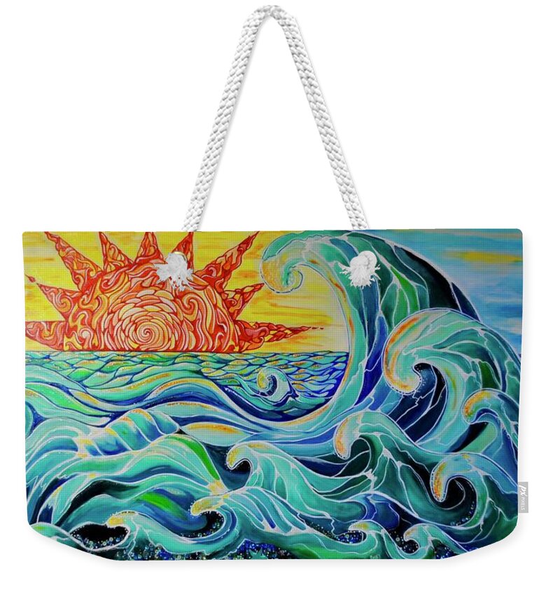 Waves Weekender Tote Bag featuring the painting The Mother Wave by Patricia Arroyo