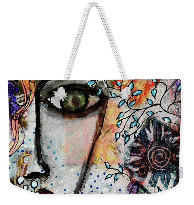 Symbolism Weekender Tote Bag featuring the mixed media The Observer by Mimulux Patricia No