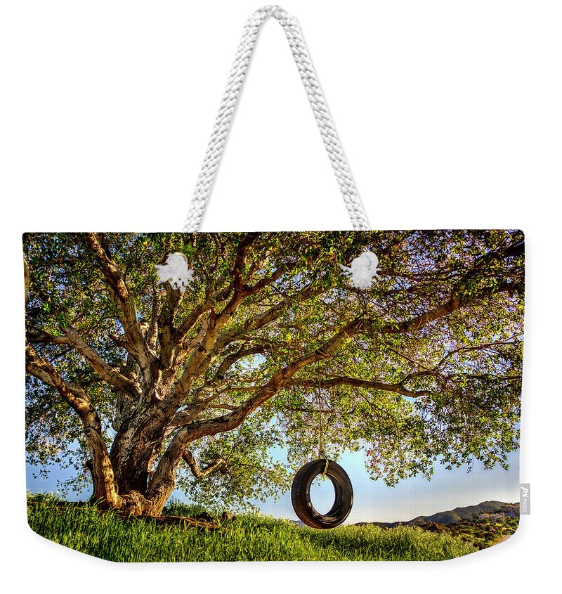 Oak Tree Weekender Tote Bag featuring the photograph The Old Tire Swing by Endre Balogh