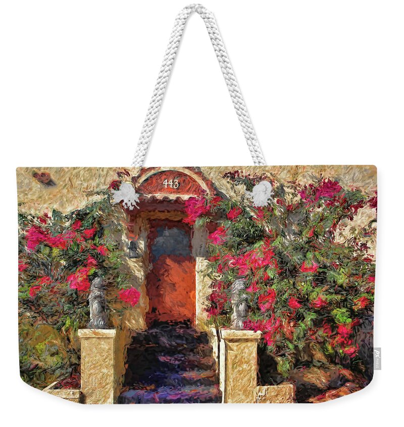 Burns Court Weekender Tote Bag featuring the photograph The Orange Door by HH Photography of Florida