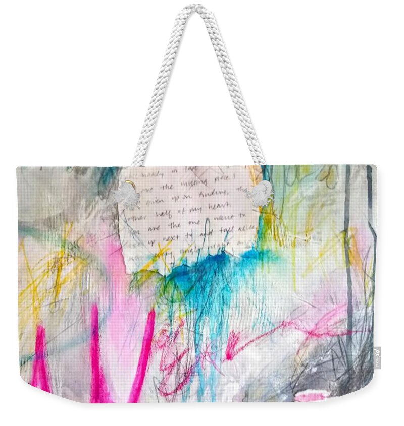 Acrylic Weekender Tote Bag featuring the painting The Other Half Of My Heart by Tracy Bonin