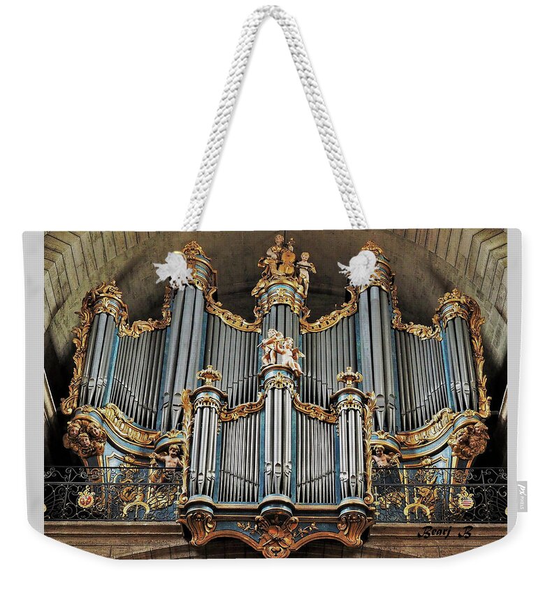 Collegiale St. Jean Weekender Tote Bag featuring the photograph The Pipes of Pezenas by Bearj B Photo Art